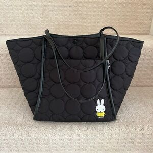Miffy Black Quilted Puffer Tote Bag
